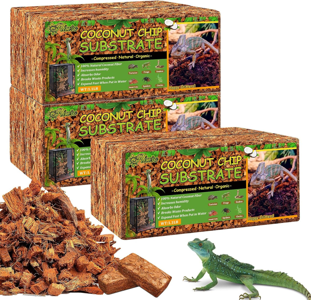 10LB Coconut Husk Chip for Reptiles - 6 Pack