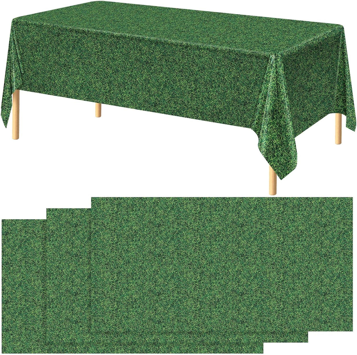 durony 2 Pieces Halloween Candy Corn Disposable Tablecloths 108 x 54 - 3 / Green Grass