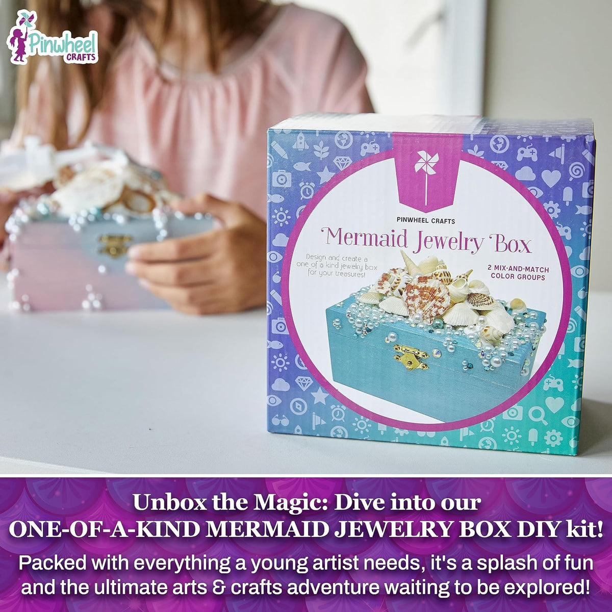 Pinwheel Crafts friendship bracelet kit with 100 floss threads, beads and storage bag - view 12
