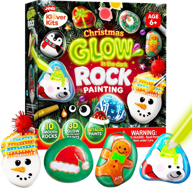 Rock Painting Kit, Glow in The Dark Rock Kit - Christmas