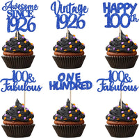 Rose gold glitter vintage 1946 cupcake toppers for an 80th birthday