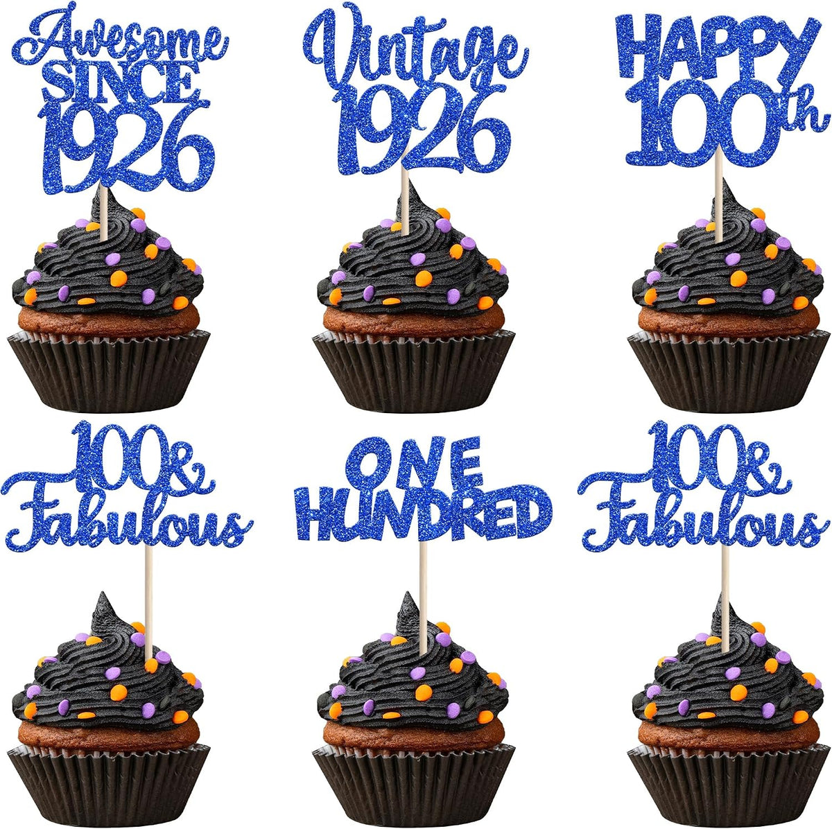 Rose gold glitter vintage 1946 cupcake toppers for an 80th birthday