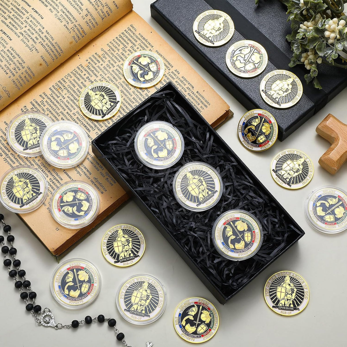 Nosiny 40 Christian challenge coins in gold zinc alloy with double sided print - view 14