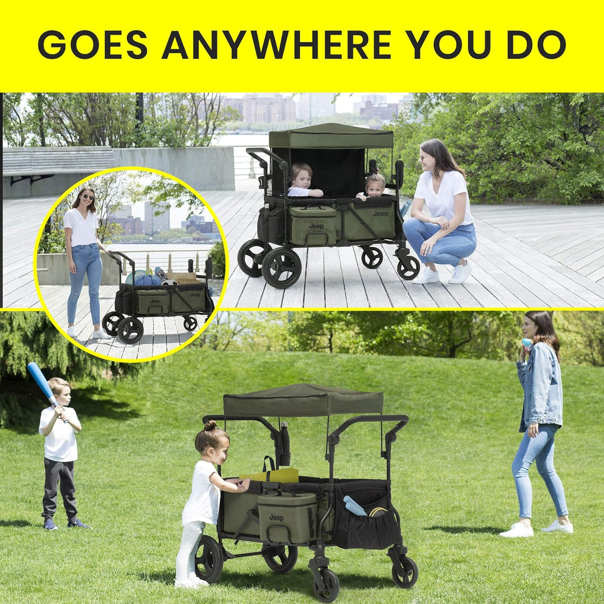 Jeep Deluxe Wrangler Stroller Wagon with Cooler Bag and Parent - image 3