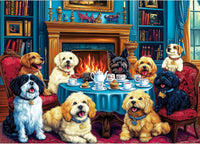 1000 Piece Jigsaw Puzzles for Adults, Lakeside Cabin with Letter – Fun for Kids & Family - Colorful - Dogs' Dinner Party / 27.5" X 19.7"