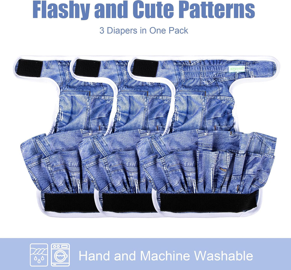 wegreeco Dog Diapers Female - X-Large (Pack of 3) / Classic Jeans - image 2