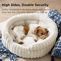 Bedsure ComfyFleece Washable Cute Cat Bed, Soft Round Kitten Bed - 26''x26''x9'' / Cream - image 2