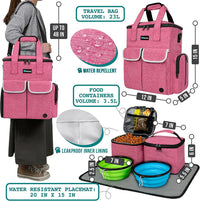 PetAmi Dog Travel Bag Organizer, Pet Supplies Diaper Tote - 12.0"L x 5.0"W x 15.0"H / Heather Pink - image 2