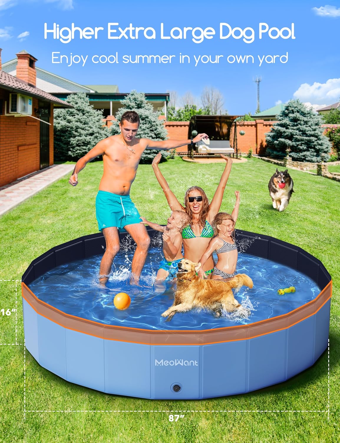 Meowant Extra Large Dog Pool Foldable 97'' - 4XL-87'' × 16'' - image 2