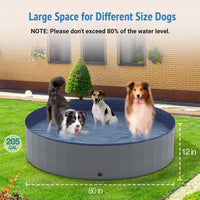 Niubya Foldable Dog Pool, Collapsible Plastic Dog Swimming Pool - 4XL - 80'' x 12'' - image 2
