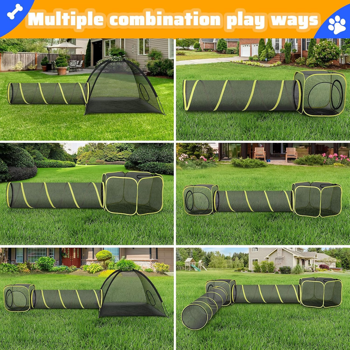Outdoor Cat Enclosures for Indoor, Portable Mesh Tent - 5PC Cat Tent with Tunnel - image 4