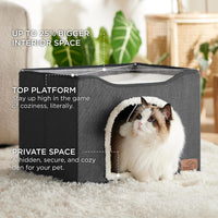 Bedsure Cat House Bed for Indoor Cats with Fluffy Ball and Scratch Pad - Dark Grey / Single - image 2