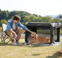 Lesure Portable Soft Collapsible Dog Crate for Large Dogs - Charcoal Grey / 42.0"L x 28.0"W x 30.0"H - image 4