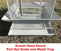 Extra Large Double Ladders Open Play Top Wrought Iron Bird Parrot Parttot Finch Macaw Cockatoo Cage, Include Seed Guard and Toy Hook (32" x 23" x 66"H White Vein)