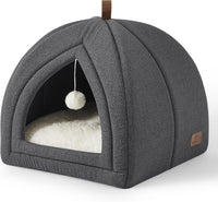 Bedsure 2in1 Cat Beds for Indoor Cats Cave for Kitten with Washable - L(17.3x17.3x17.3) / Dark Grey