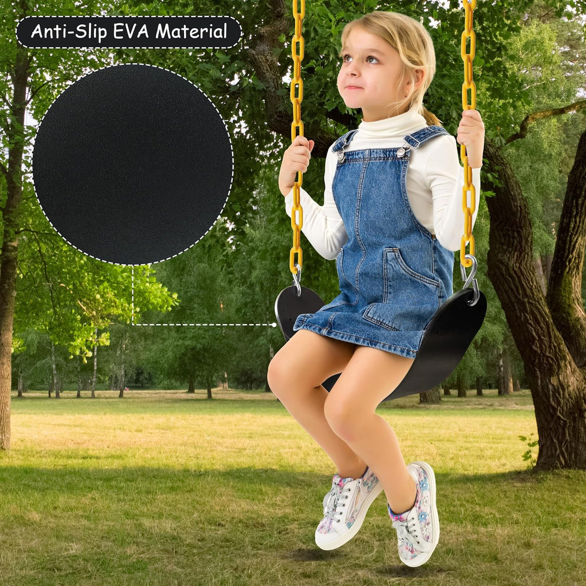 Sunnyglade 2PCS Swings Seats Heavy Duty with 66" Chain Support 250lb - Black / 2 - image 2
