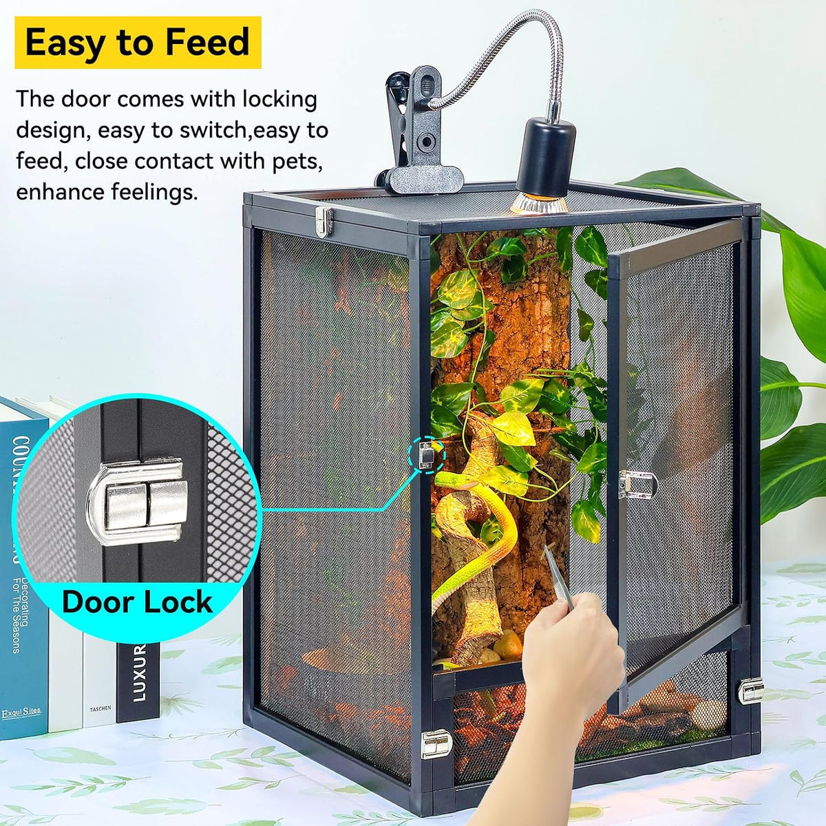 RunDuck Foldable Reptile Terrarium Kit 33 Gallon 26"x17"x17" – Essentials for Reptiles And Amphibians - Black / 18"x13"x13" - image 4