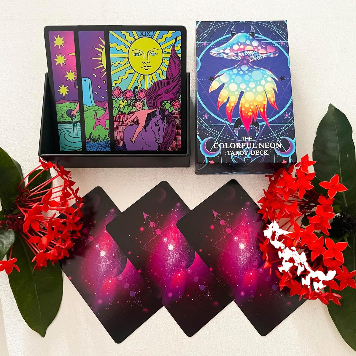 Jrskvaro colorful neon tarot cards deck with 78 cards and beginner guidebook - view 3