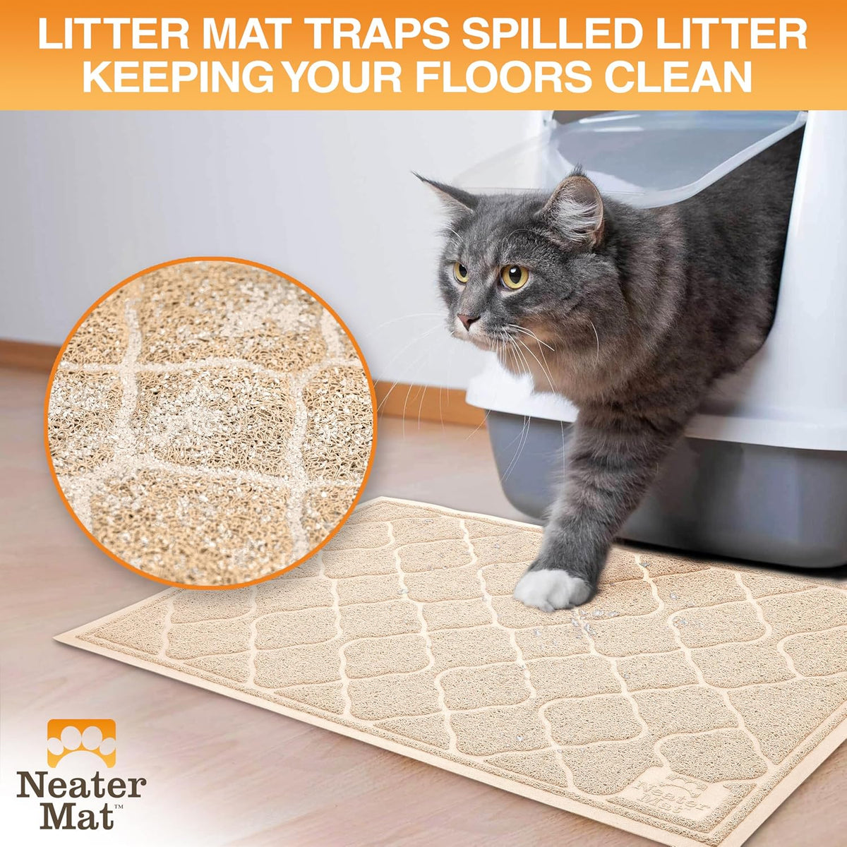 Neater Pets Neater Mat Cat Litter Mat - 23x35 / Beige - image 2