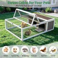 Rabbit Cage Outdoor Indoor - 49.0"L x 36.0"W x 14.0"H / Grey&White Trim-1 - image 3