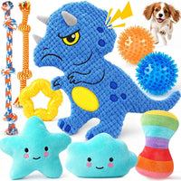 KIPRITII 9 Pack Puppy Toys Set for Small Dogs - 9 Pack (Dinosaur-Shaped)