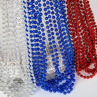 100PCS Bead Necklace, Gold Mardi Gras Beads Party Stuff - Red Silver and Blue - image 3