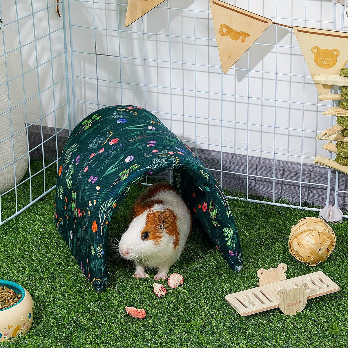 Bienbee Guinea Pig Tunnel, Guinea Pig Hideout - Green Flowers - image 2