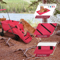 REDCAMP Folding Dog Wagon Cart with Extendable Rear End Heavy Duty, 220L Large Collapsible Utility Cart Dog Stroller with Tailgate for Sports Shopping Pet, Pink