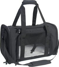 Soft Sided Carrier for Small Medium Cats Dogs - 17.0"L x 11.0"W x 11.0"H / Black