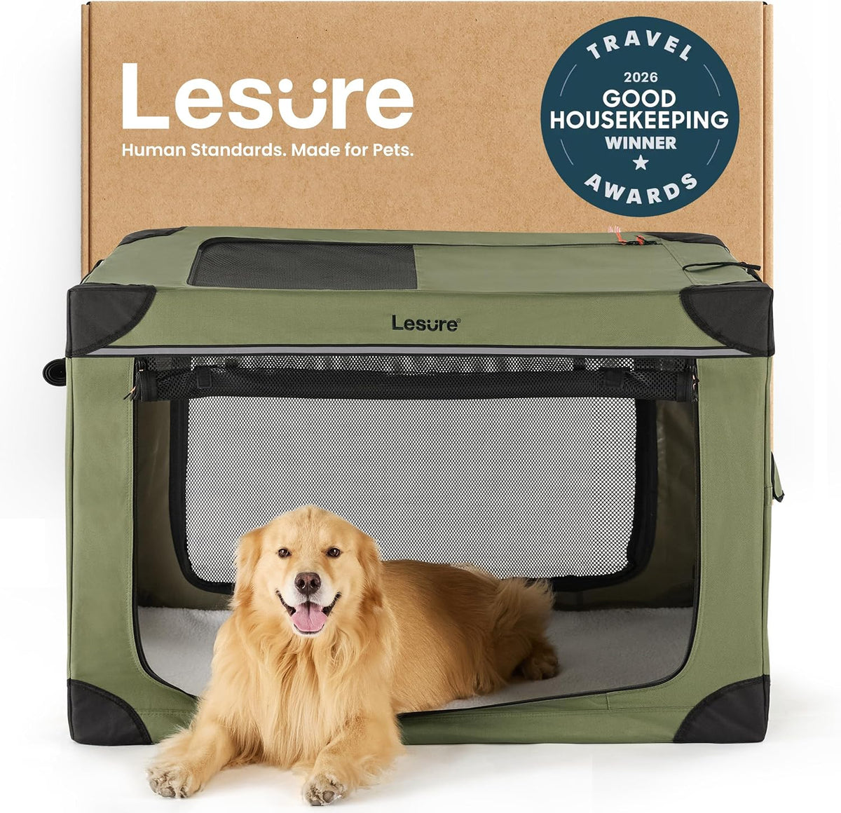 Lesure Shown on Today Show Soft Collapsible XL Dog Crate - Green / 42.0"L x 28.0"W x 30.0"H