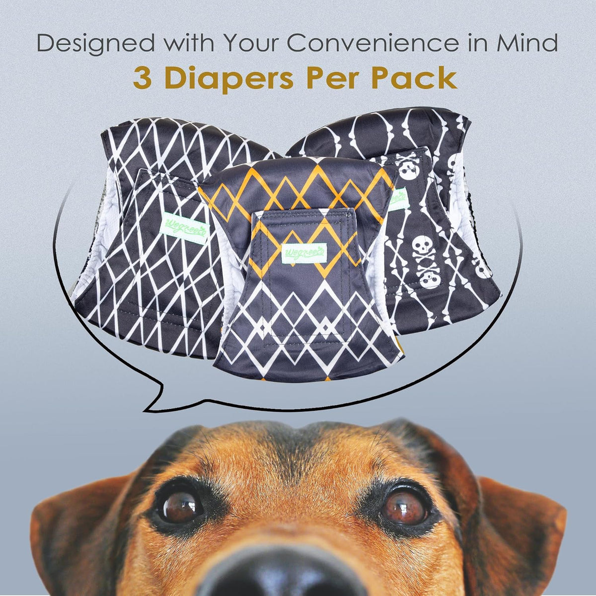 Wegreeco Washable Male Dog Belly Band - Small / Black Geometric - image 2