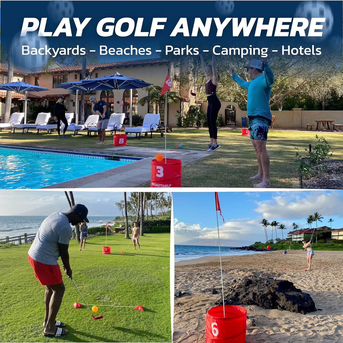 BucketGolf 6 hole backyard golf game bundle with clubs and carry bag - view 10