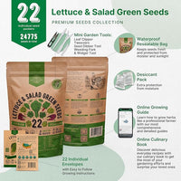 Organo Republic 22 Lettuce & Salad Greens Seeds Variety Pack 24,700+ Non-GMO Heirloom Lettuce Seeds for Indoor & Outdoor Garden, Hydroponics, Aerogarden - Arugula, Kale, Spinach, Swiss Chard, Lettuce