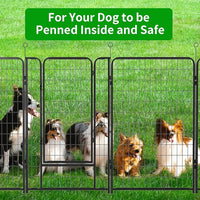 Dog Playpen Outdoor Extra Wide 16 Panels Heavy Duty Dog Fence 50" Height Anti-Rust with Doors Portable for RV Camping Yard, Total 42FT, 140 Sq.ft, Snowy Black