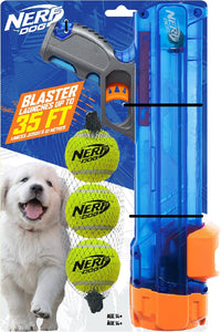 Nerf Dog Tennis Ball Blaster Dog Toy – Essentials for Dogs - 12 in Translucent Blaster with 3 Balls / Dog
