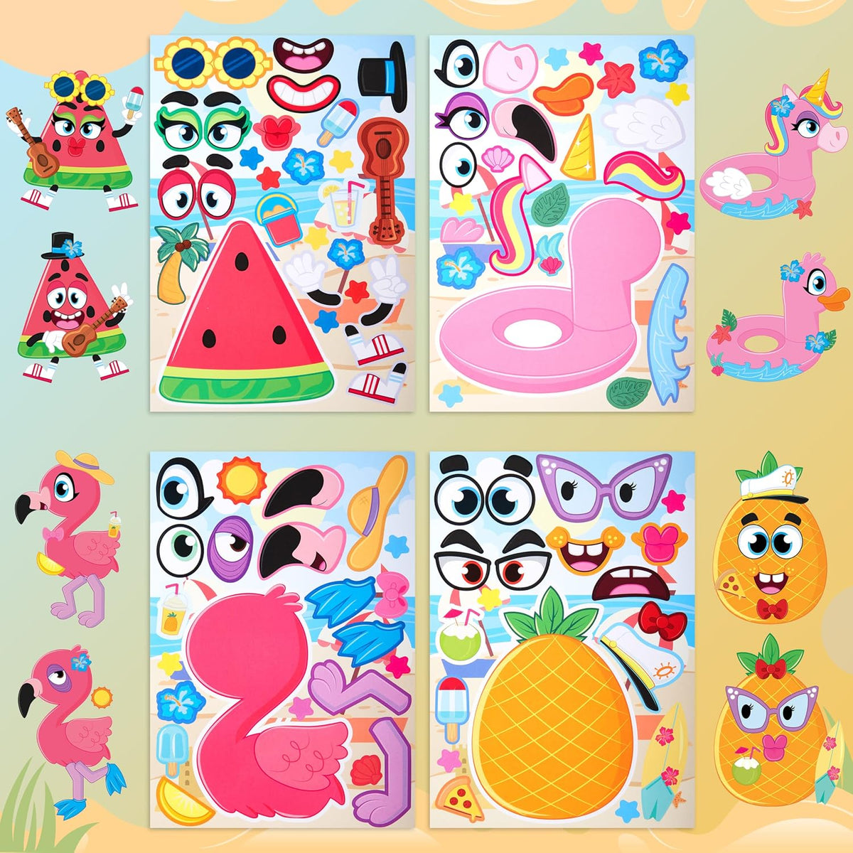 JOYIN 36 Sheets 9"x6" Make a face Stickers for Kids - Summer - image 3