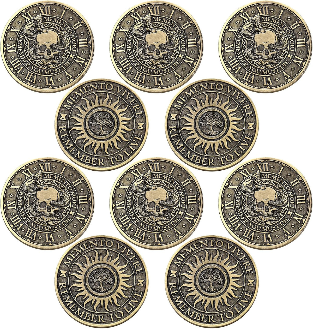 Misdary memento mori challenge coins in classic style copper finish with medallion box