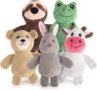 Act boldly 5-Pack Squeaky Dog Toys - blue/purple/green/grey/brown