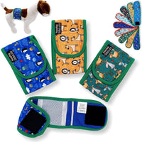 Pack of 3 Dog Belly Band Puppy Diapers Male Boy Belly Wrap Reusable - L: Waist 15" - 17" / Pack of 3 - Green Trim