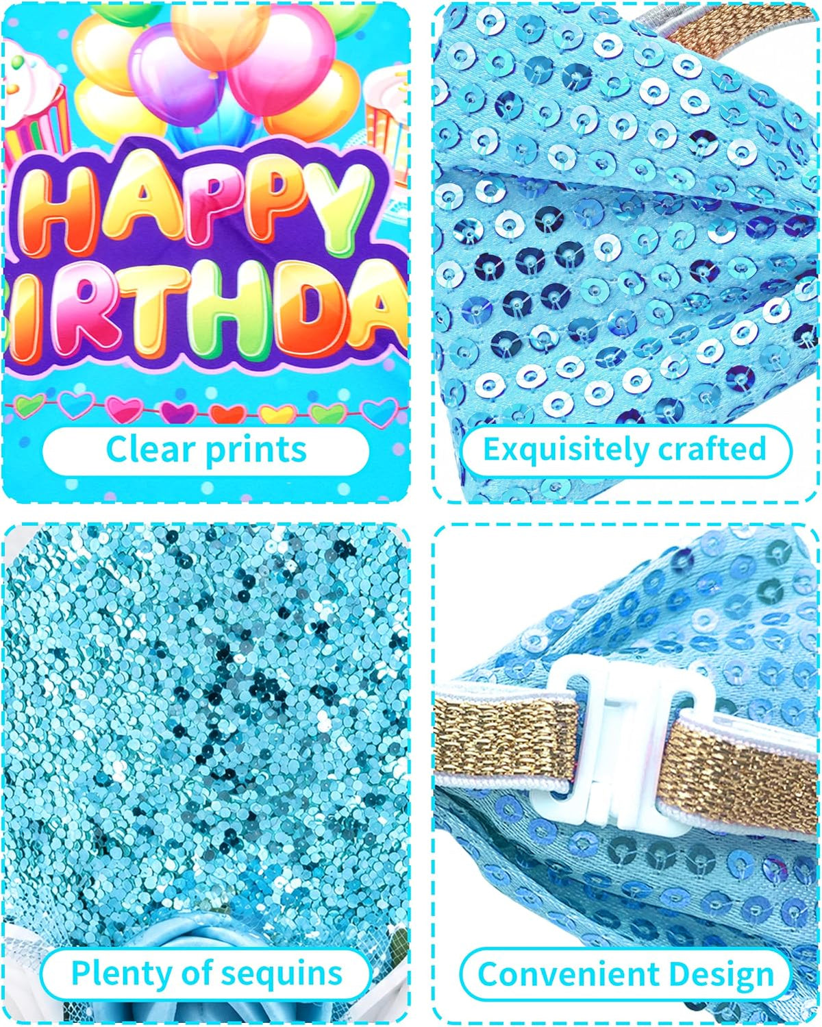 PET SHOW Pink Crown Dog Birthday Party Hat for Girls Reusable - Blue Birthday Kit - image 3