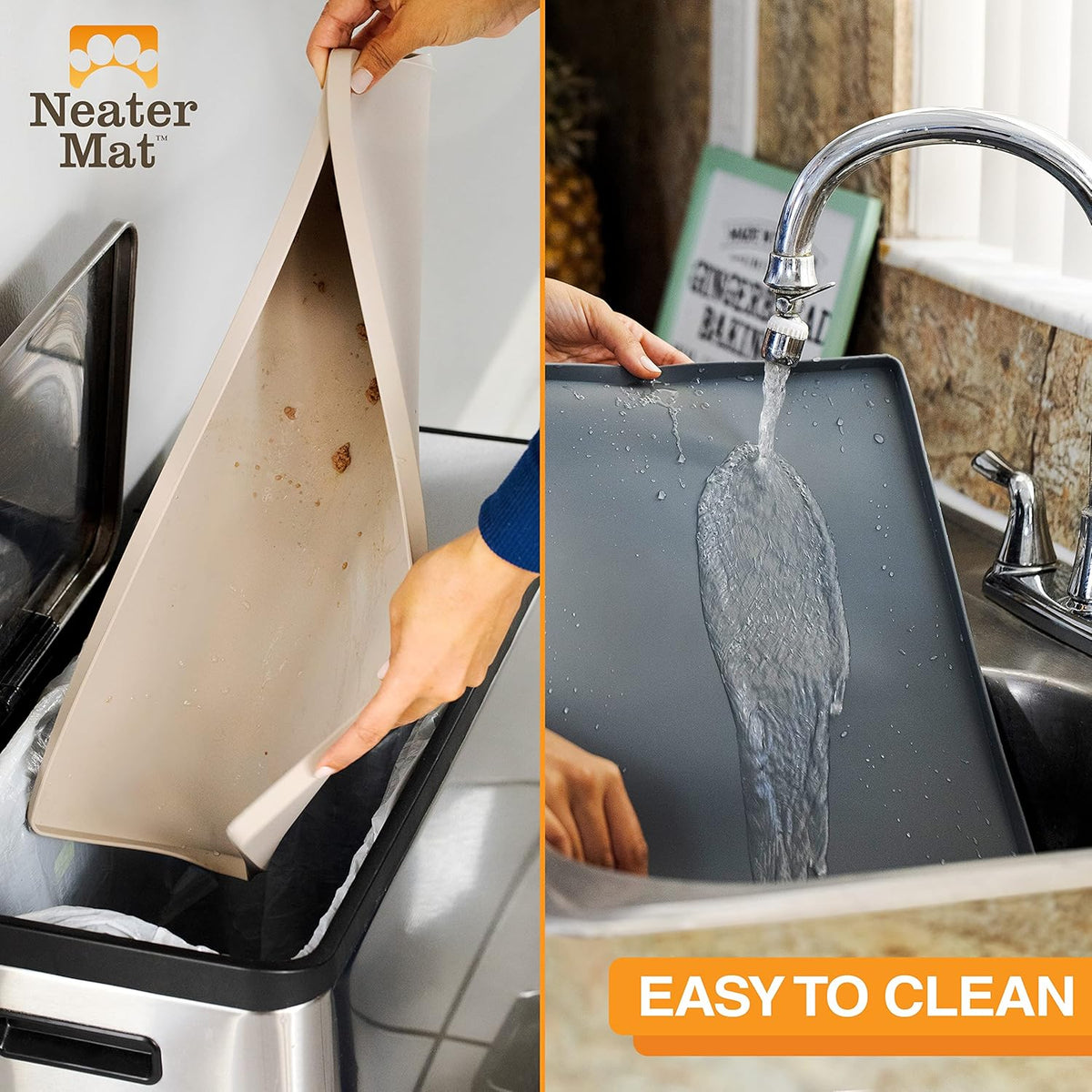 Neater Pet Brands Neater Mat Cat & Dog Food Mat - 19"L x 12"W / Light Gray - image 4