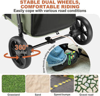 Medium Dog Stroller, Dual Entry One-Touch Folding - Green - image 4