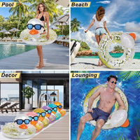 POZA inflatable duck pool float tube with gold confetti, sunglasses and orange beak - view 17