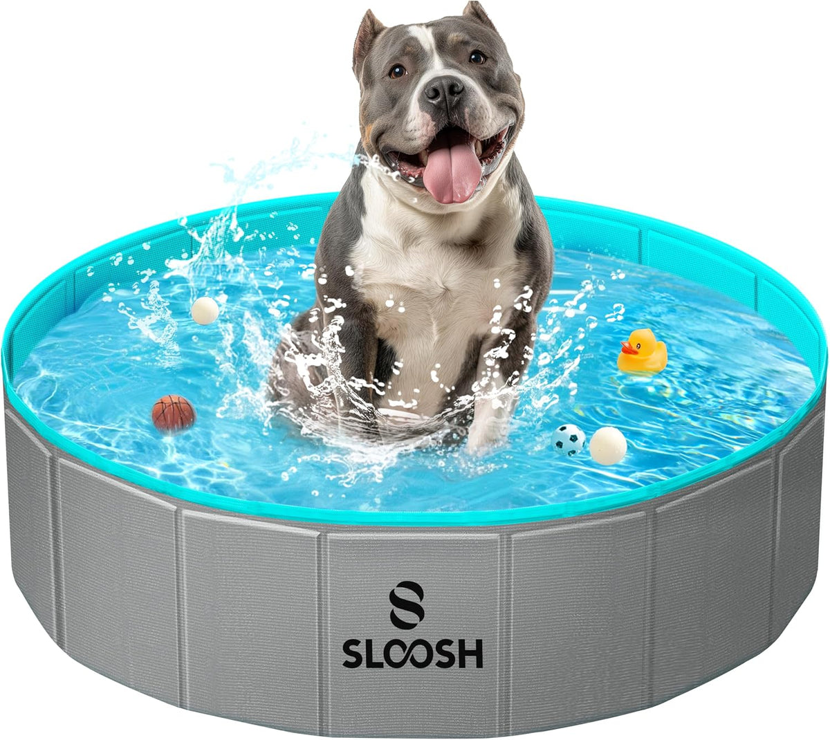 SLOOSH Foldable Dog Kiddie Pool - Gray / 32" x 8"