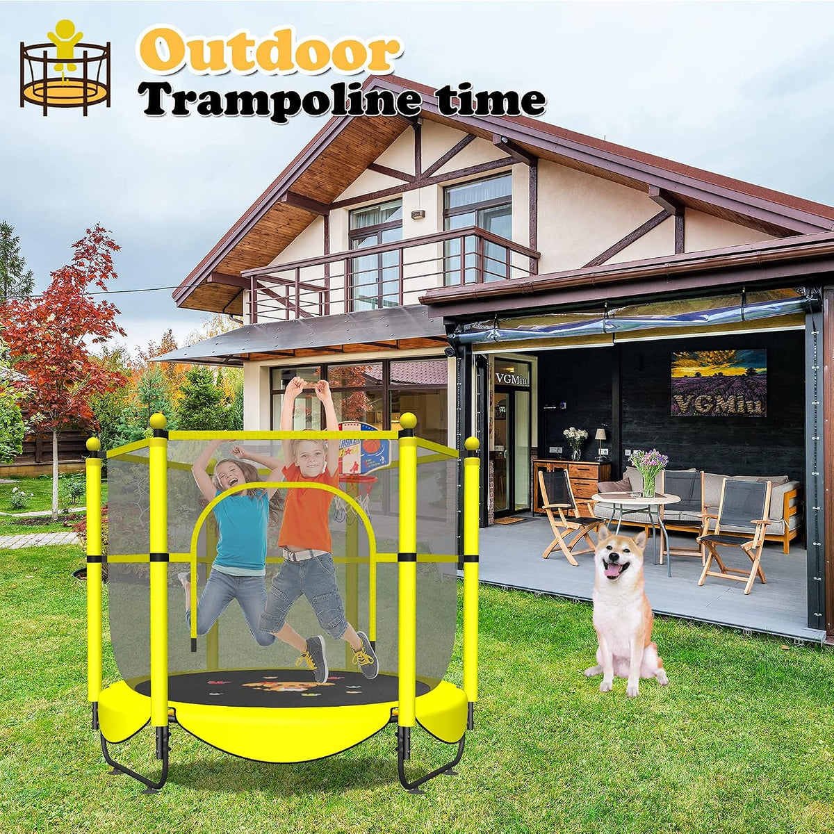 VGMiu 60" Trampoline for Kids - Yellow-BD / 5FT - image 4