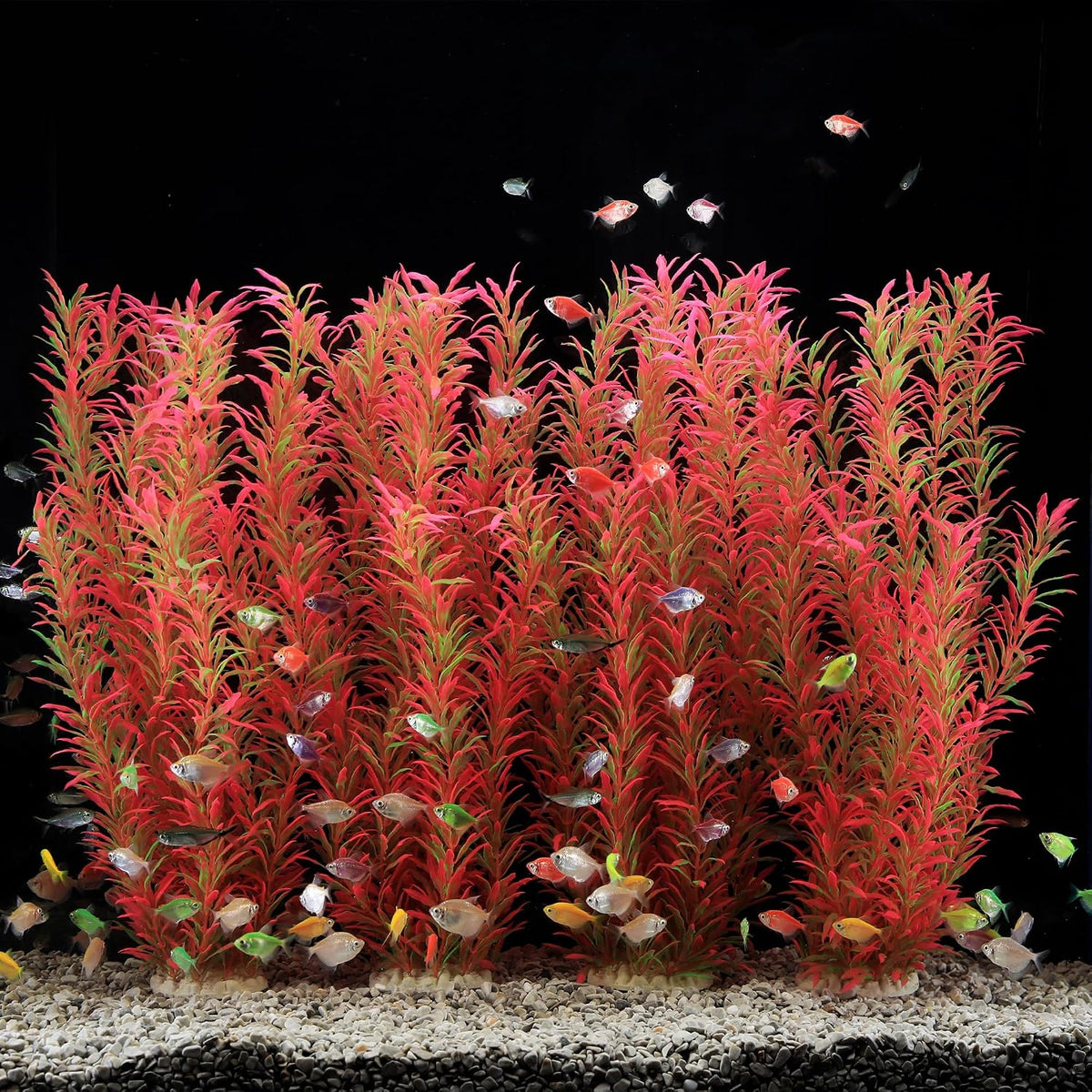 Aquarium Decor Plastic Plants Extra Large 21 Inches Artificial Plants – Essentials for Fish - Pink 4pcs