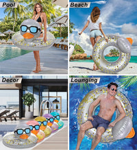 POZA inflatable duck pool float tube with gold confetti, sunglasses and orange beak - view 11