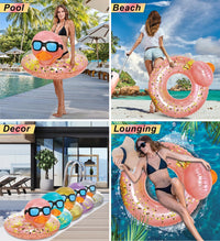 POZA inflatable duck pool float tube with gold confetti, sunglasses and orange beak - view 23
