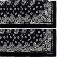 Premium Soft Cotton Bandanas Pack for Men and Women Paisley 22 x 22 - Pack of 10 Black White