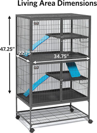 Critter Nation by MidWest Double Unit Small Animal Cage – Essentials for Small Pets - Black: 1 Inch Wire Spacing: Ferret Nation / Double Story - image 4